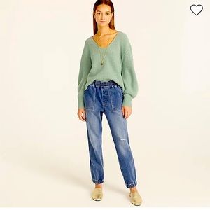 J. Crew’s funnest jeans ever 👖 💙. A demin jogger. Elastic waist/elastic ankle